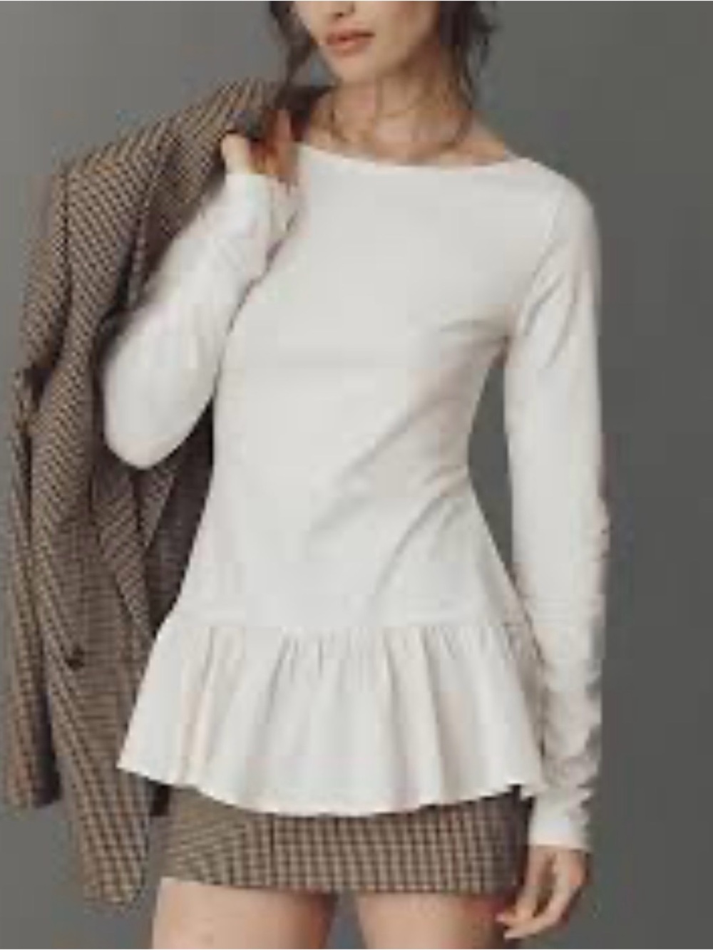 Maeve Cream Long Sleeve Scoop Neck Top 735